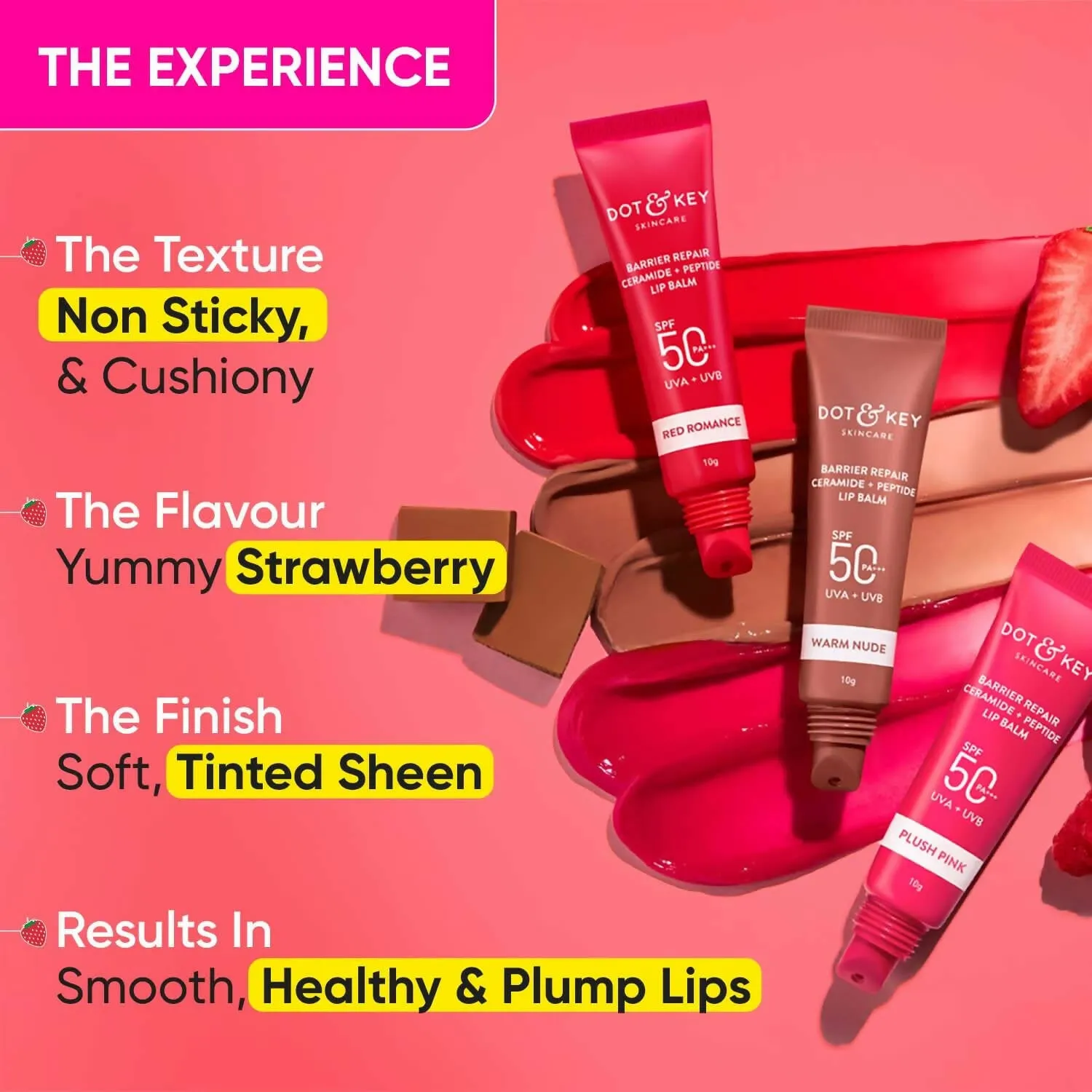 Dot & Key Barrier Repair Ceramide & Peptide SPF 50 , PA    Lip Balm - Red Romance
